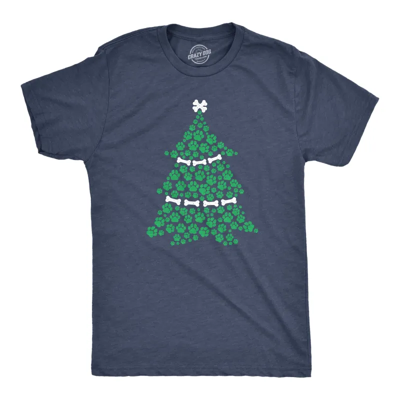 Dog Paw Christmas Tree Men's T Shirt sold by Crazy Dog T-Shirts