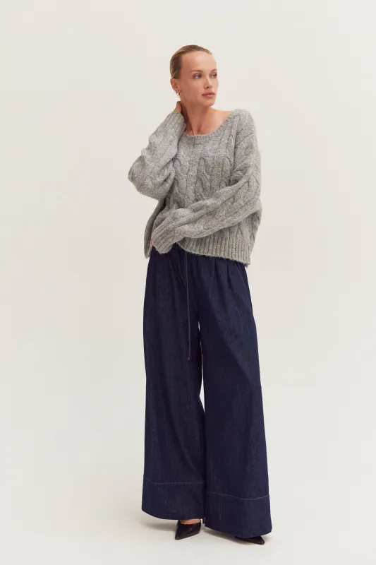 Bella Chambray Wide Leg Pants sold by Crescent