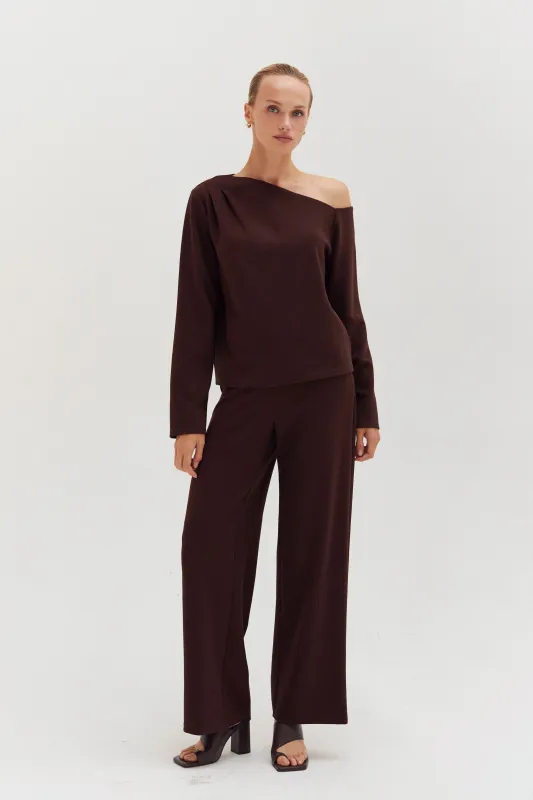 Dulce One Shoulder Top & Flowy Pants Two Piece Set sold by Crescent