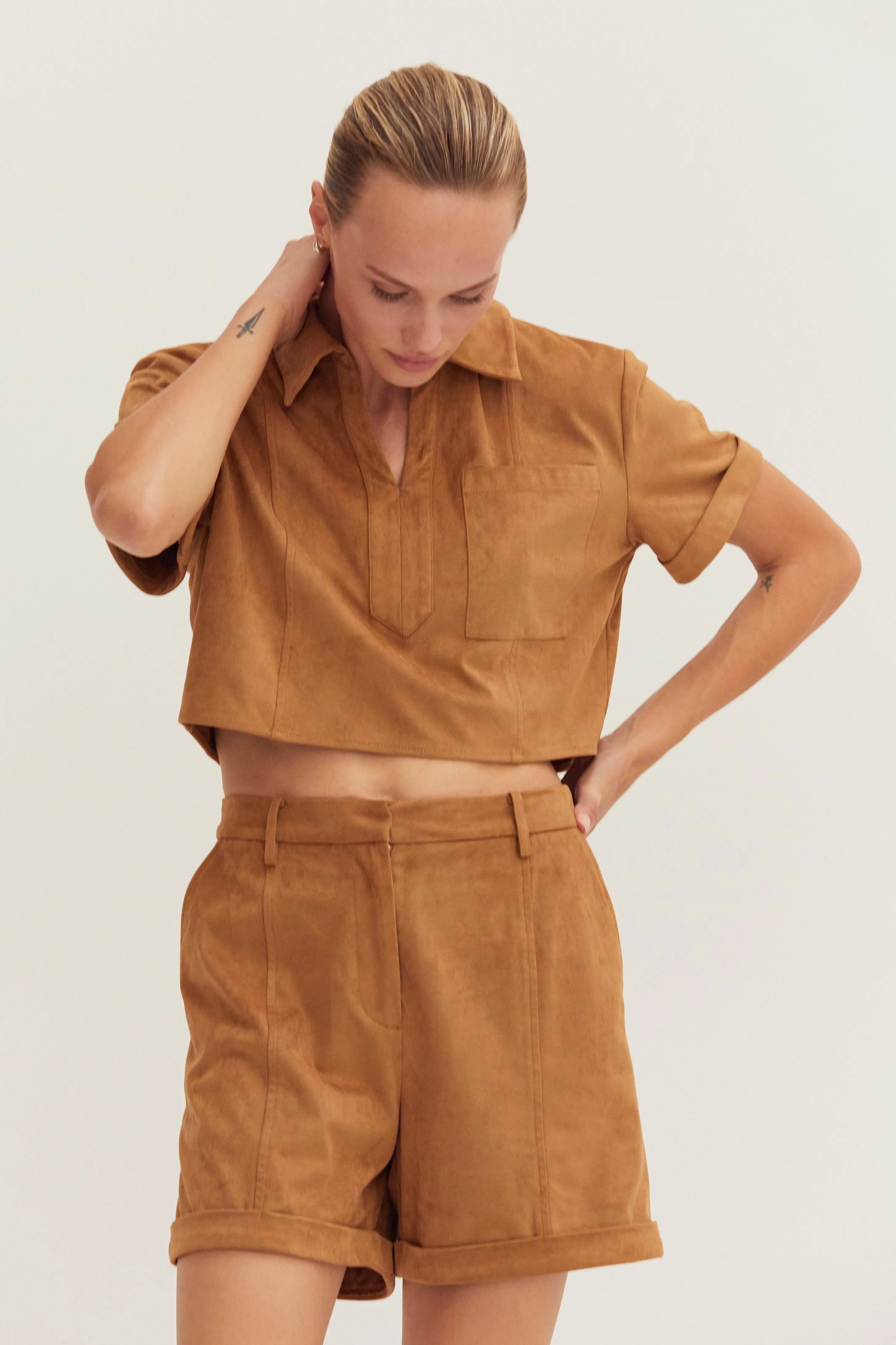 Lori Suede Cropped Shirt sold by Crescent product image thumbnail 5