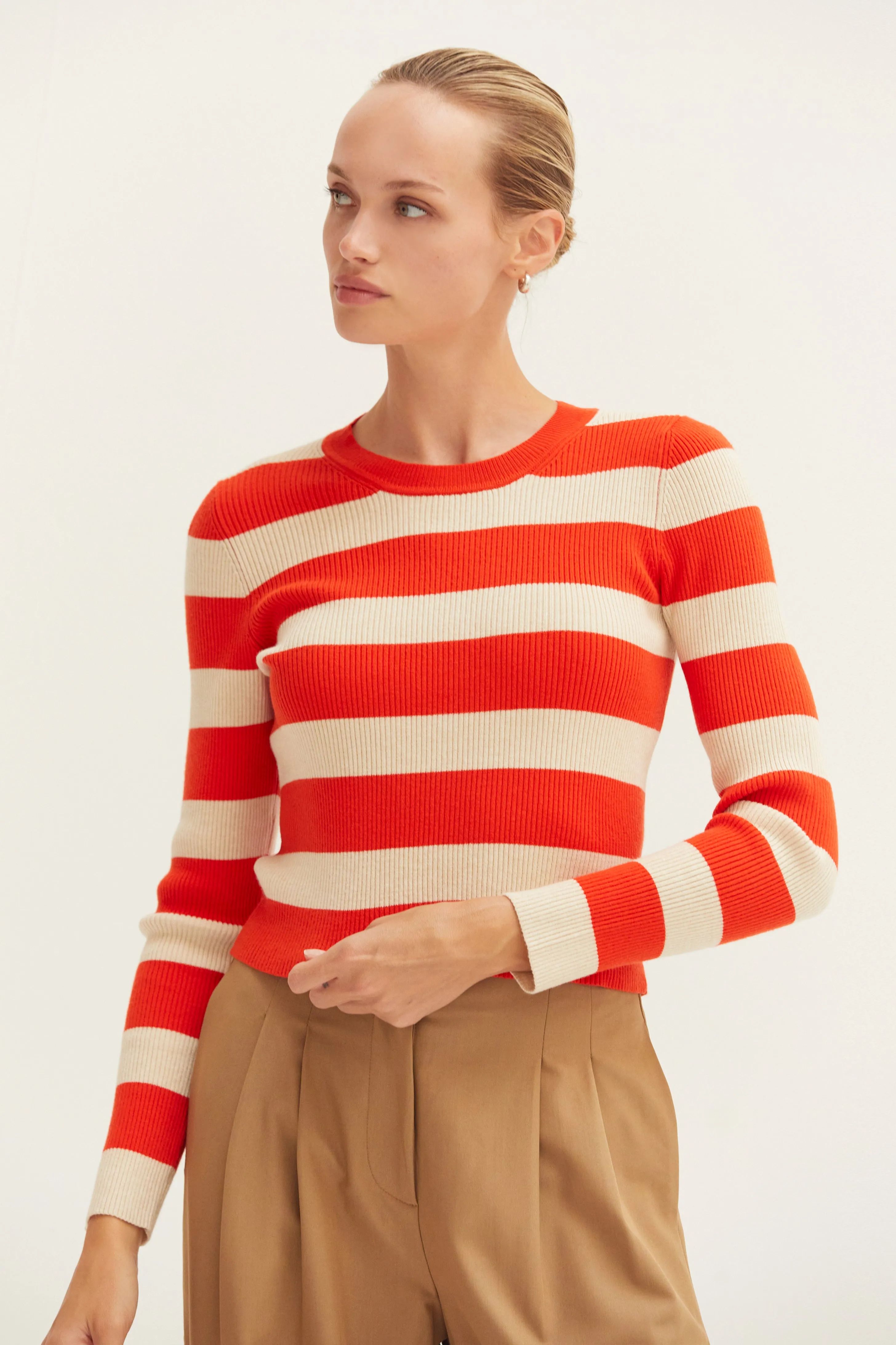 Lia Striped Long Sleeve Ribbed Knit Top sold by Crescent product image thumbnail 2
