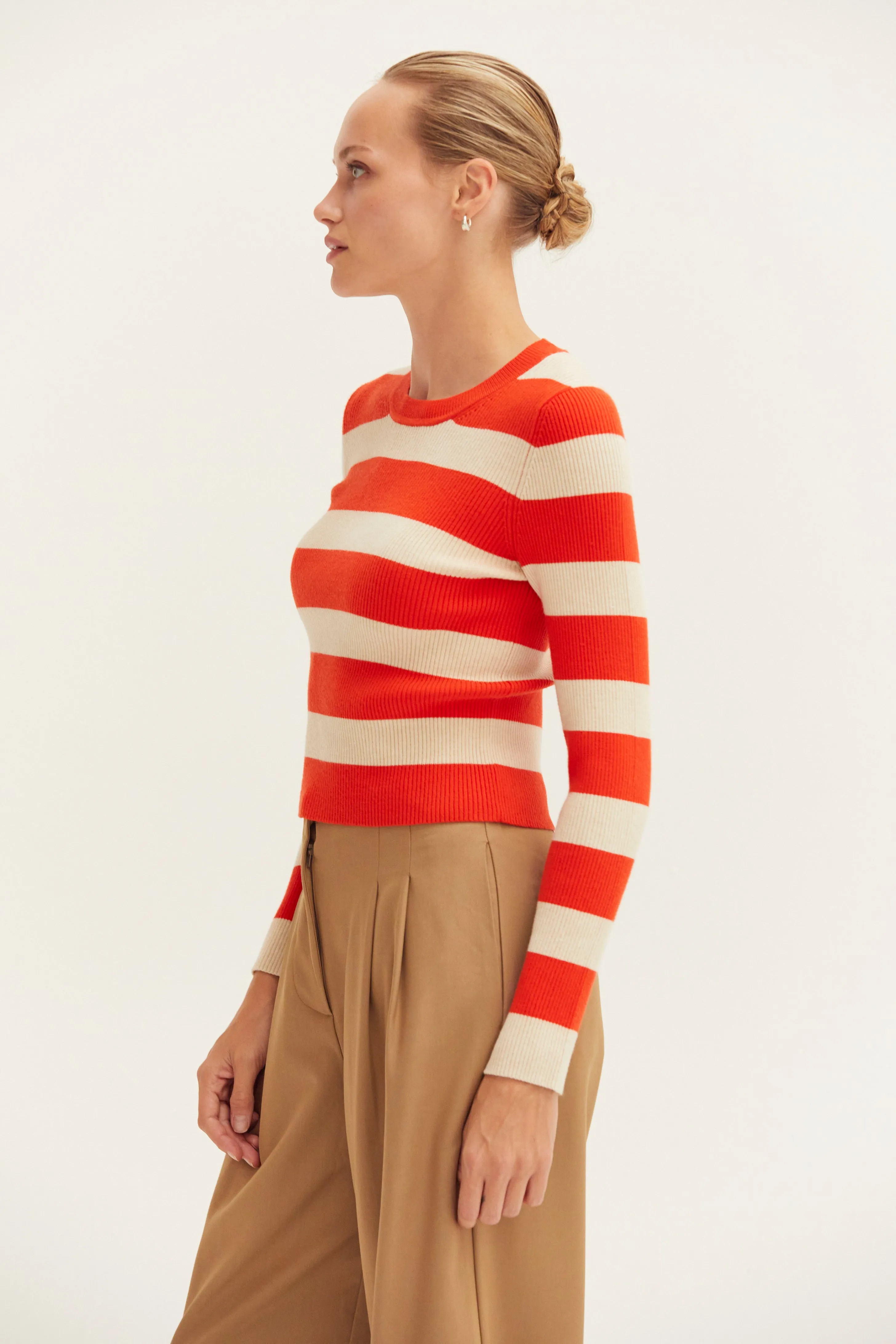 Lia Striped Long Sleeve Ribbed Knit Top sold by Crescent product image thumbnail 4