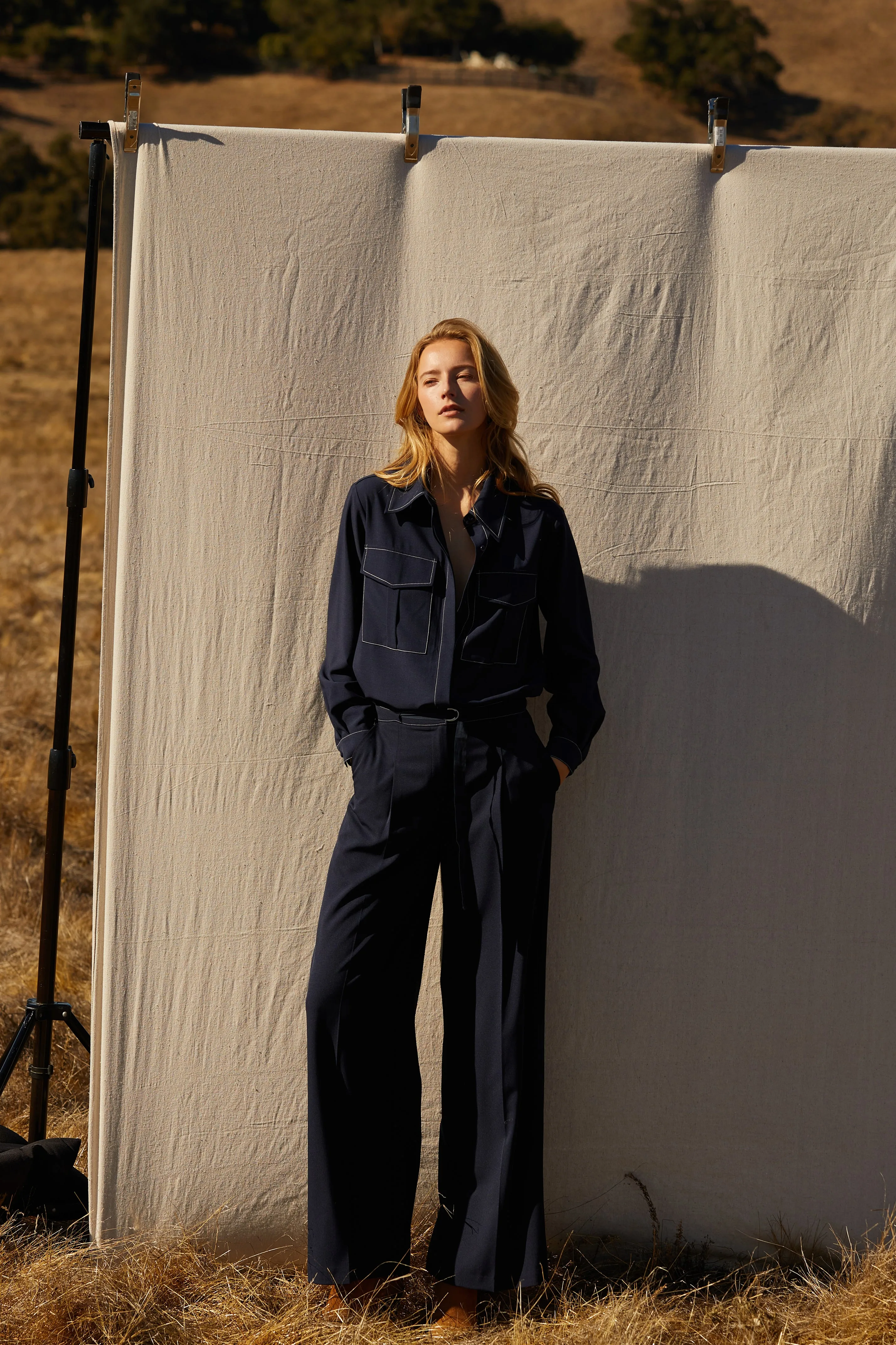 Kaia Contrast Stitch Belted Trousers sold by Crescent product image thumbnail 2