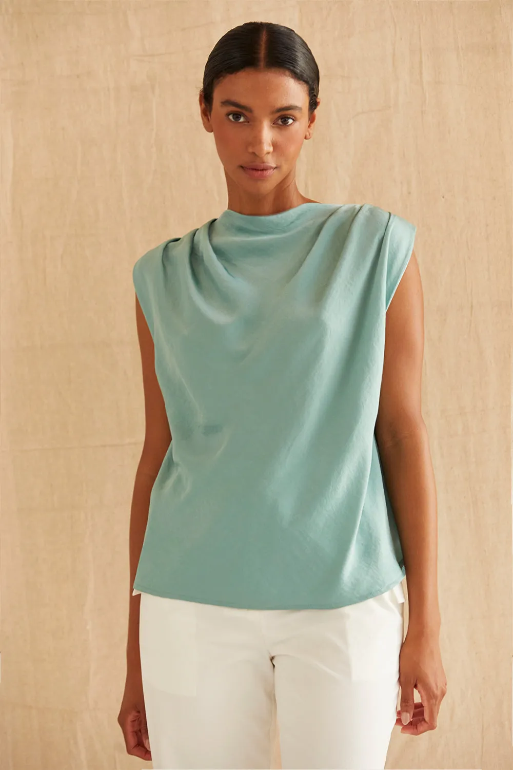 Chlo Cowl Neck Satin Top sold by Crescent