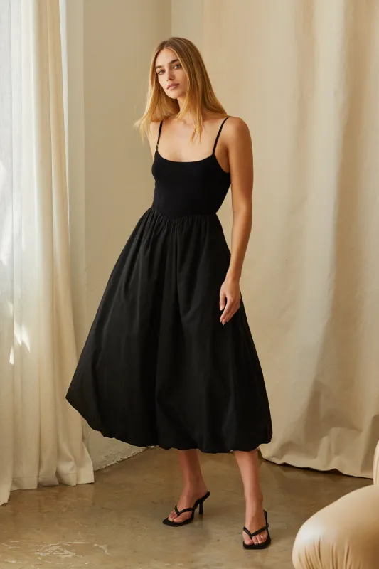 Adriana Mixed Media Bubble Skirt Midi Dress sold by Crescent