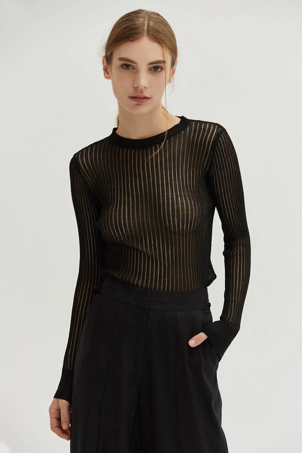 Tina Crew Neck Long Sleeve Slim Fit Knit Top sold by Crescent product image thumbnail 2