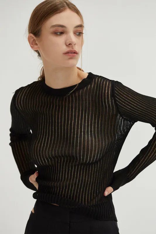 Tina Crew Neck Long Sleeve Slim Fit Knit Top made by Crescent