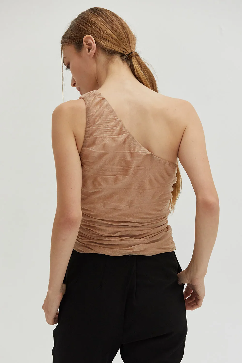 Ivy One Shoulder Mesh Top sold by Crescent product image thumbnail 5