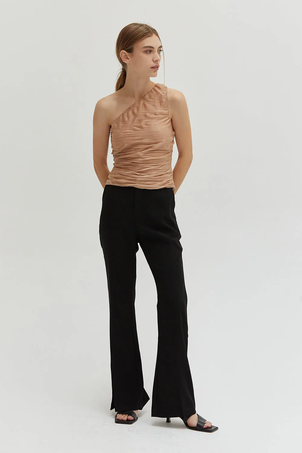 Ivy One Shoulder Mesh Top sold by Crescent product image thumbnail 4