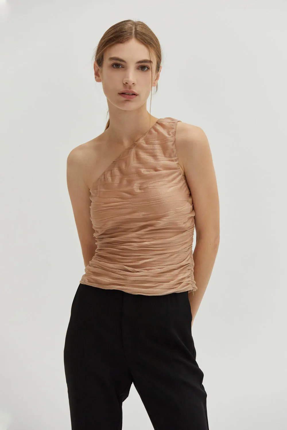 Ivy One Shoulder Mesh Top sold by Crescent