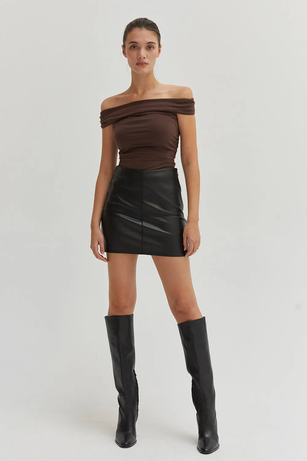 Elon Vegan Leather Mini Skirt sold by Crescent product image thumbnail 5