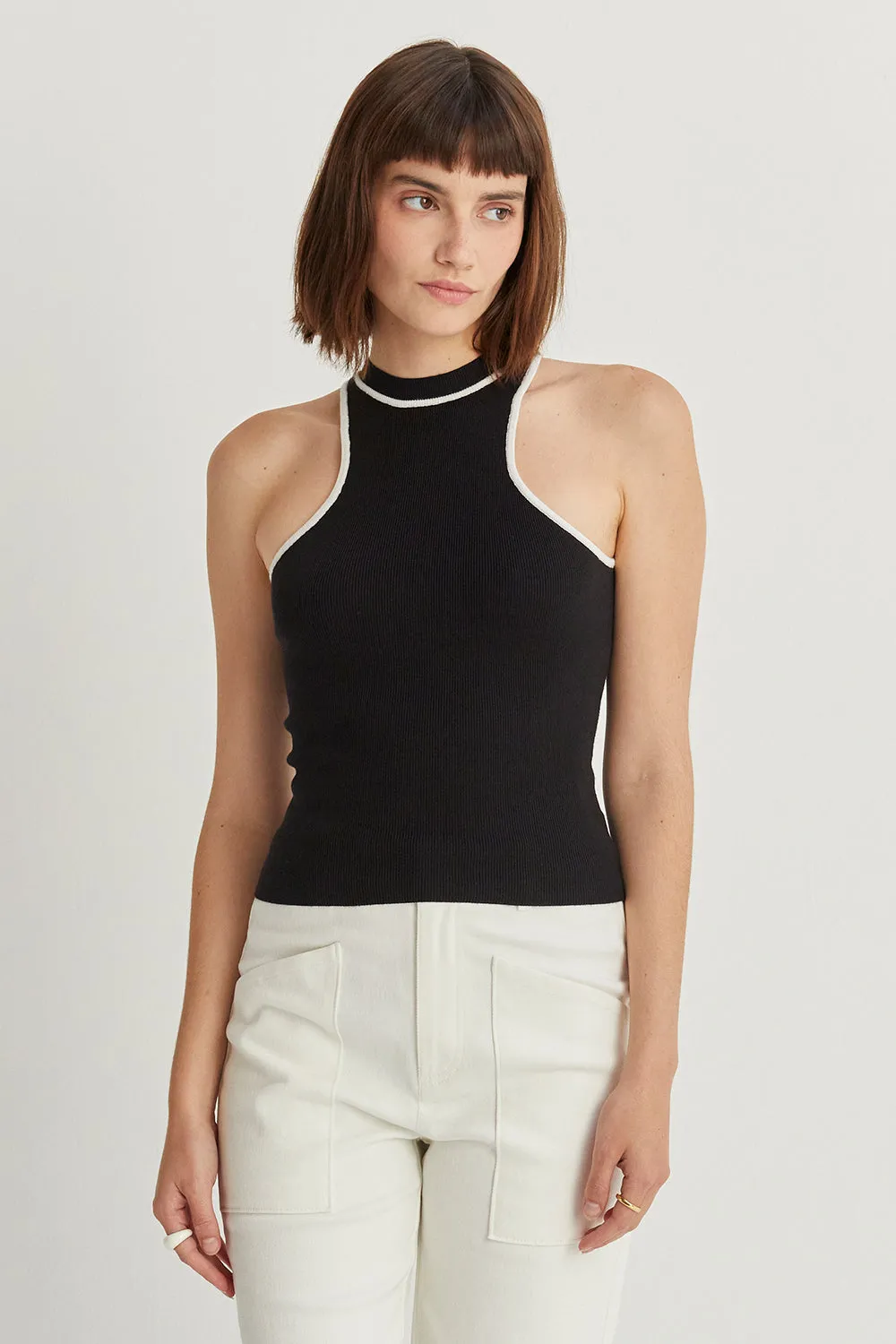 Tara Halter Neck Racer Back Sleeveless Knit Tank sold by Crescent product image thumbnail 4