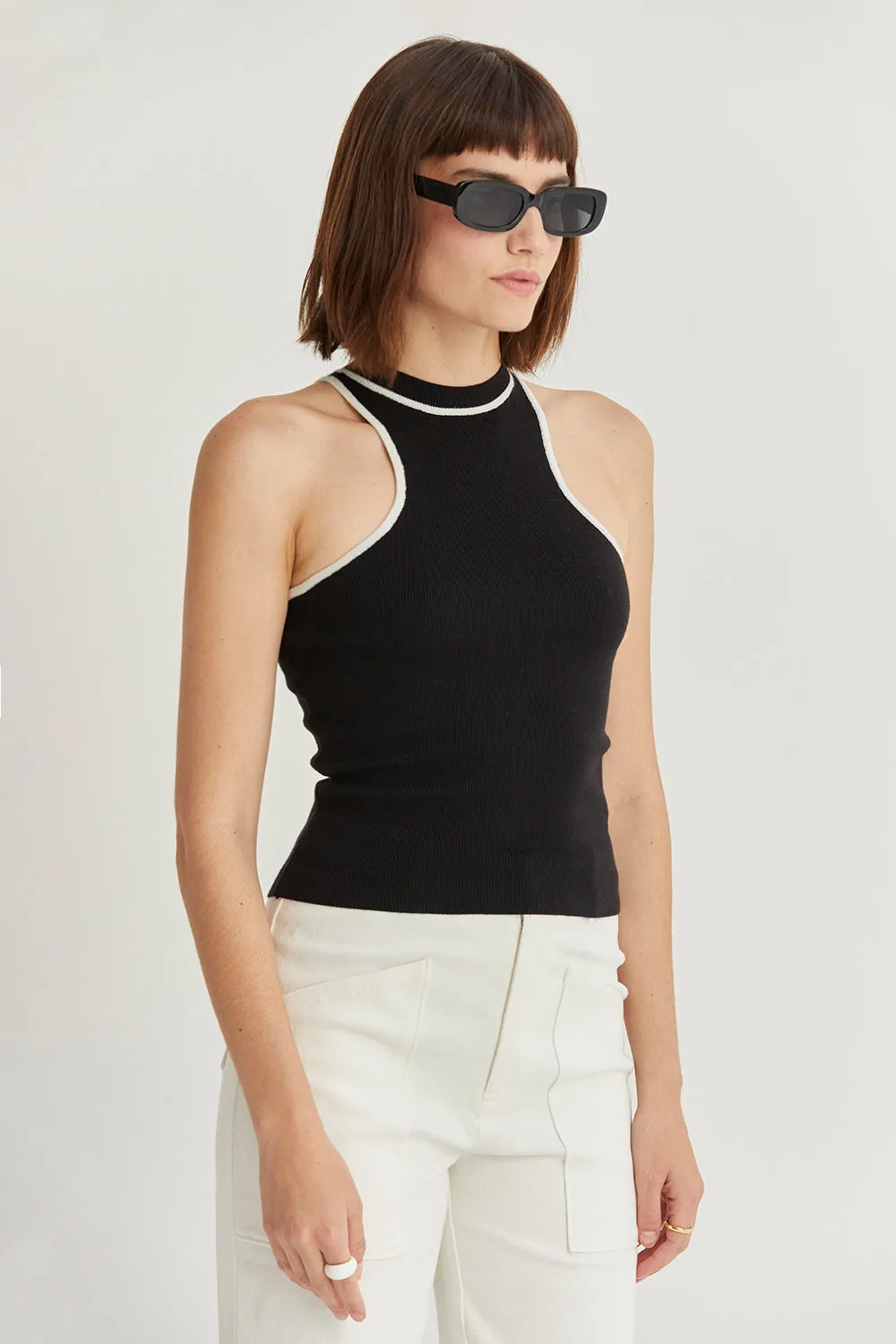 Tara Halter Neck Racer Back Sleeveless Knit Tank sold by Crescent product image thumbnail 3