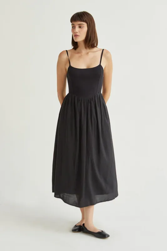 Elena Scoop Neck Tie-Back Midi Dress made by Crescent