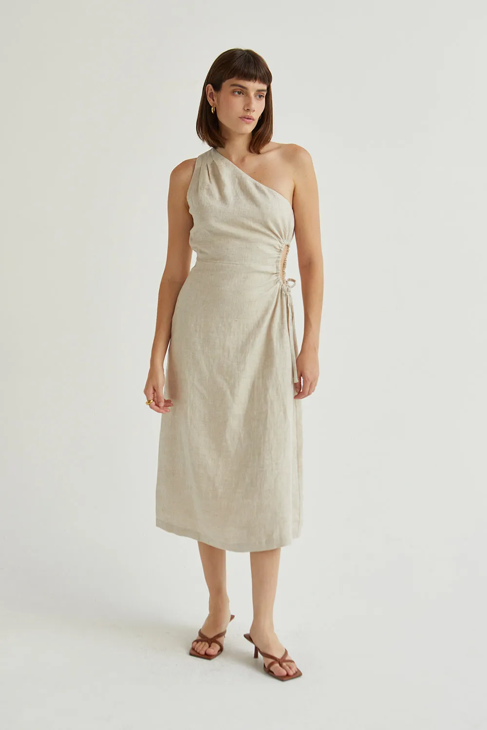 Aura One Shoulder Midi Dress sold by Crescent