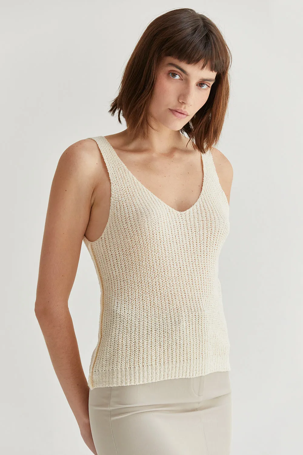 Lori V-Neckline V-Back Straps Tank Top sold by Crescent product image thumbnail 3