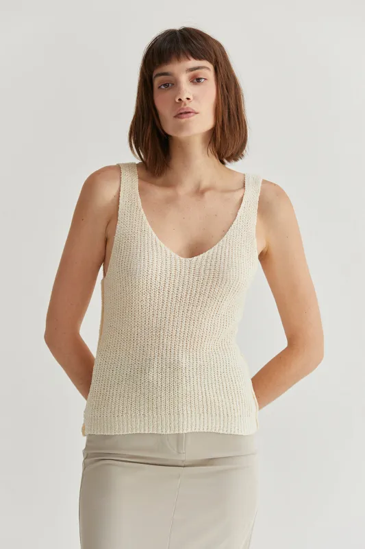 Lori V-Neckline V-Back Straps Tank Top made by Crescent