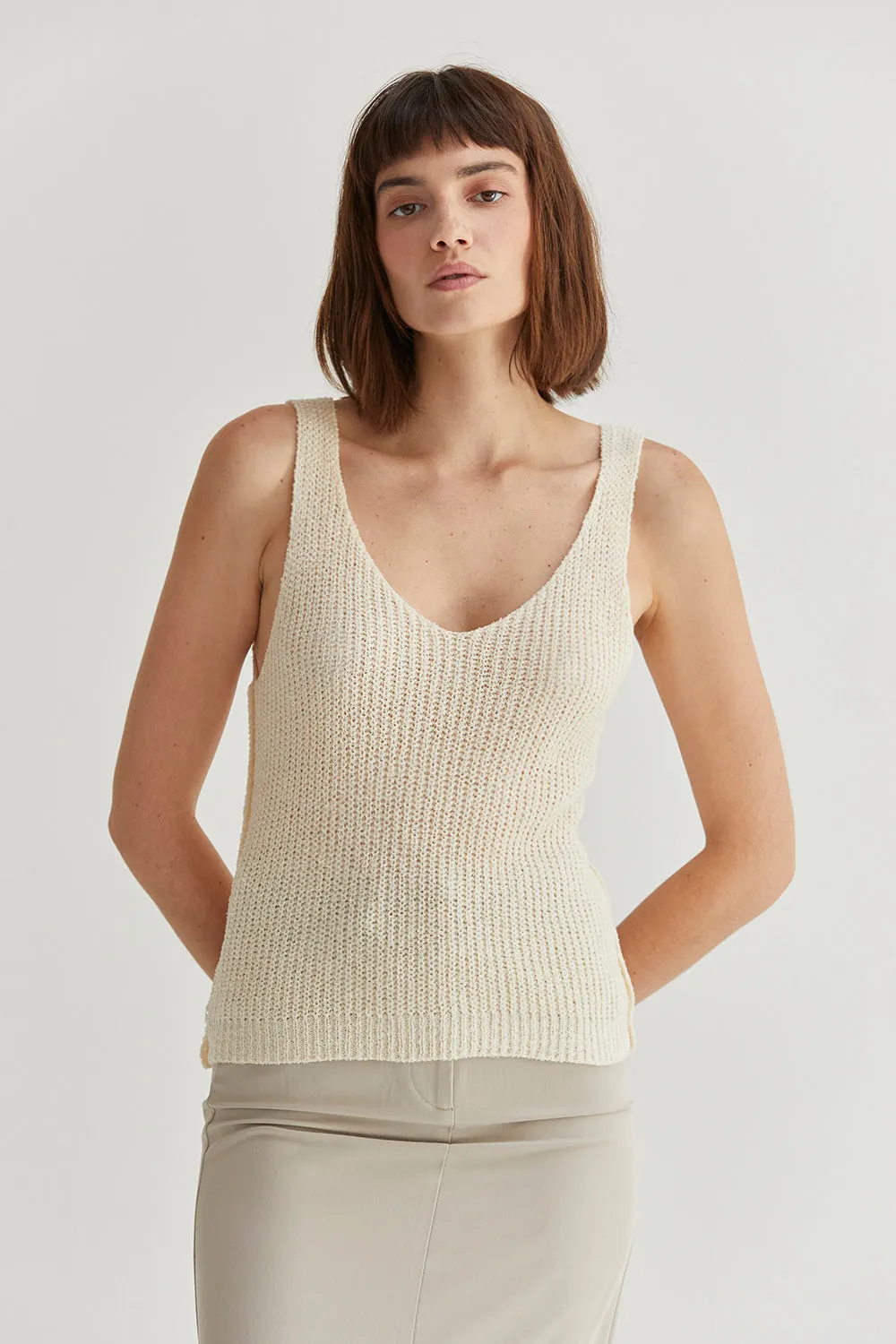Lori V-Neckline V-Back Straps Tank Top sold by Crescent