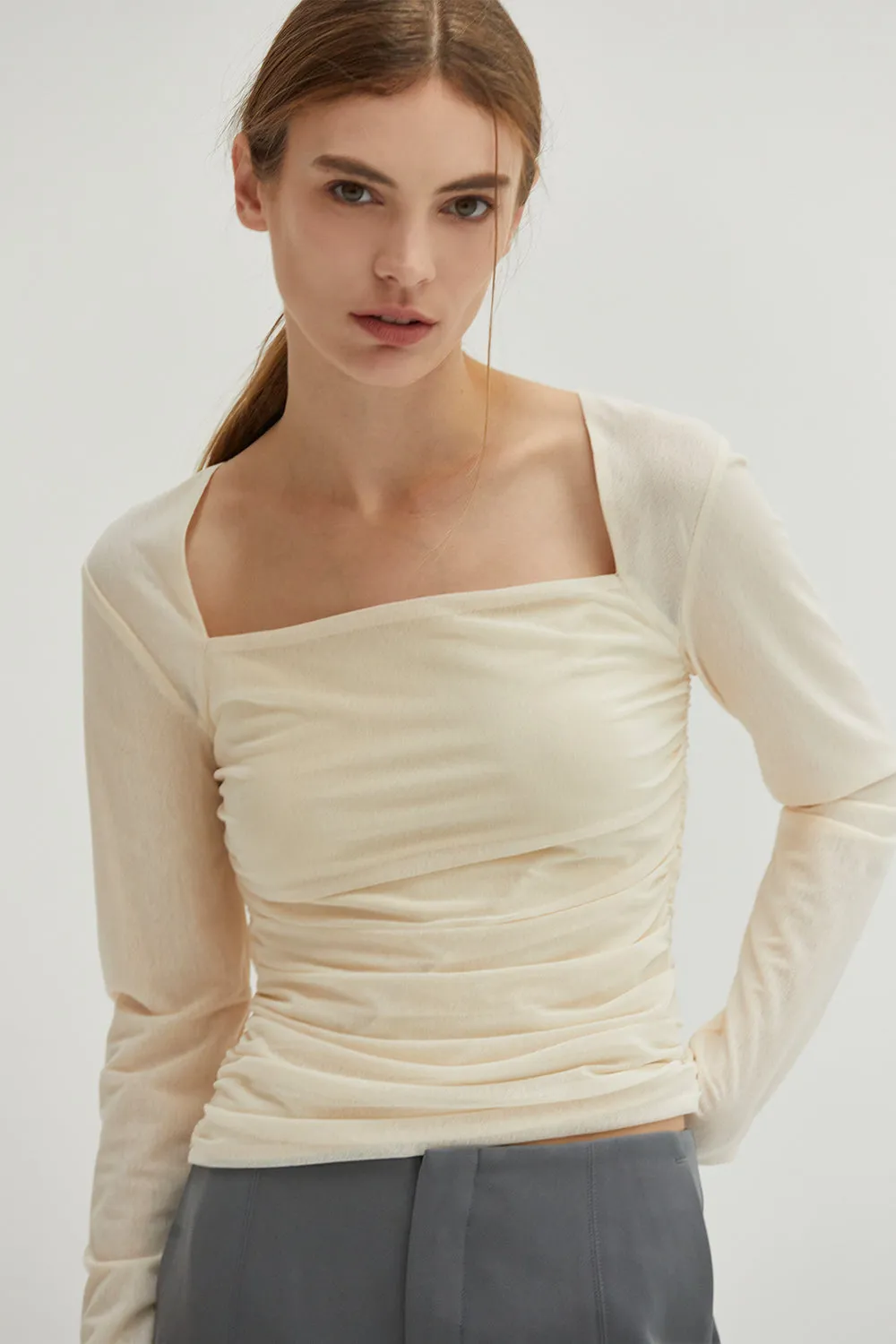 Sasha Square Neckline Mesh Top sold by Crescent product image thumbnail 5