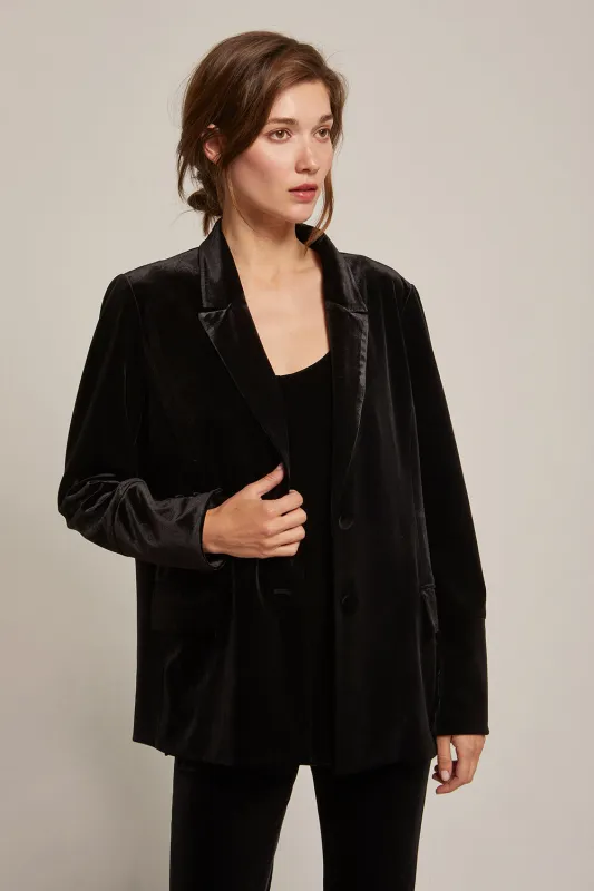 Sahar Single Breasted Velvet Blazer sold by Crescent