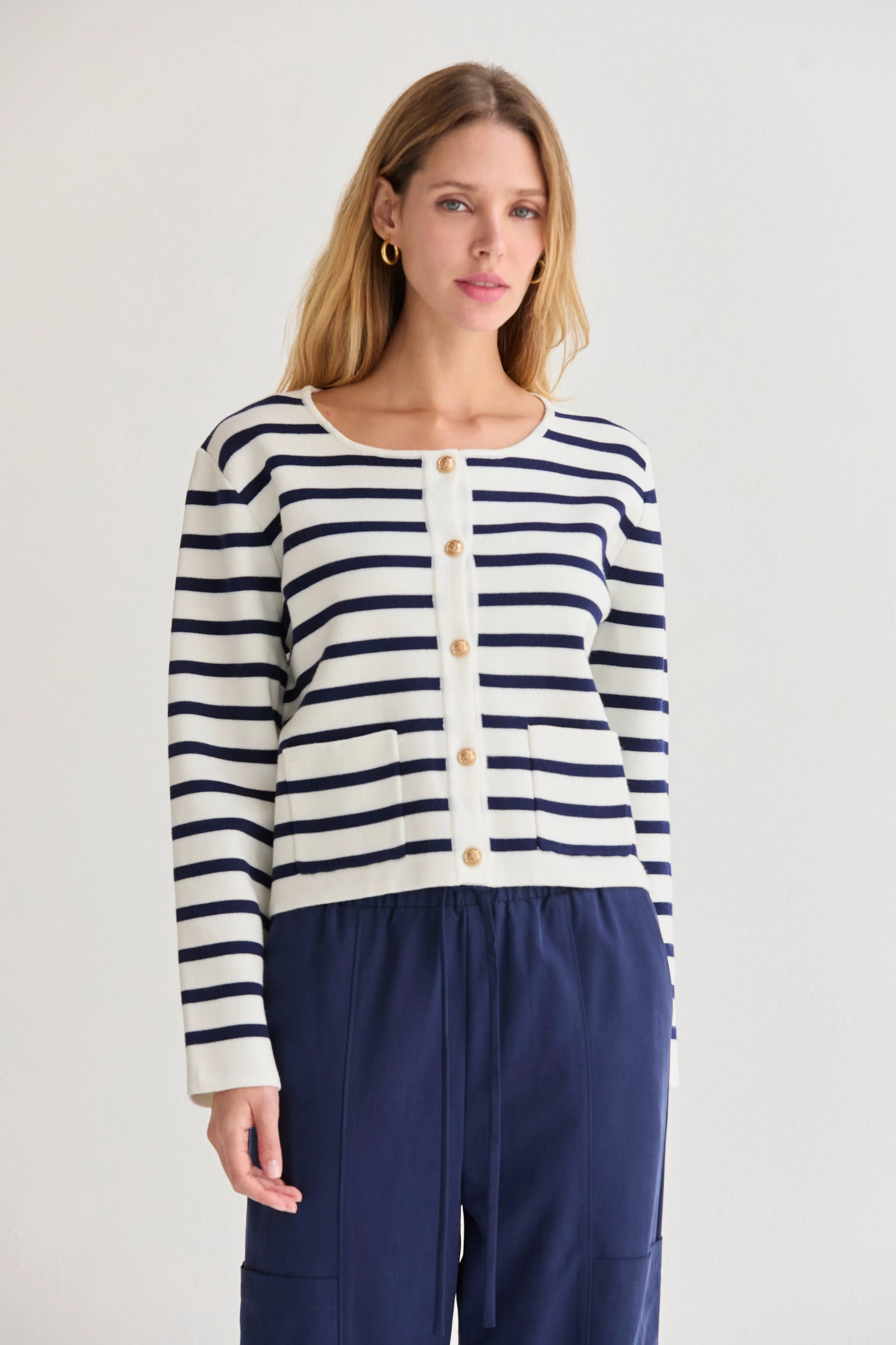 Rene Striped Jacquard Knit Cardigan sold by Crescent product image thumbnail 2