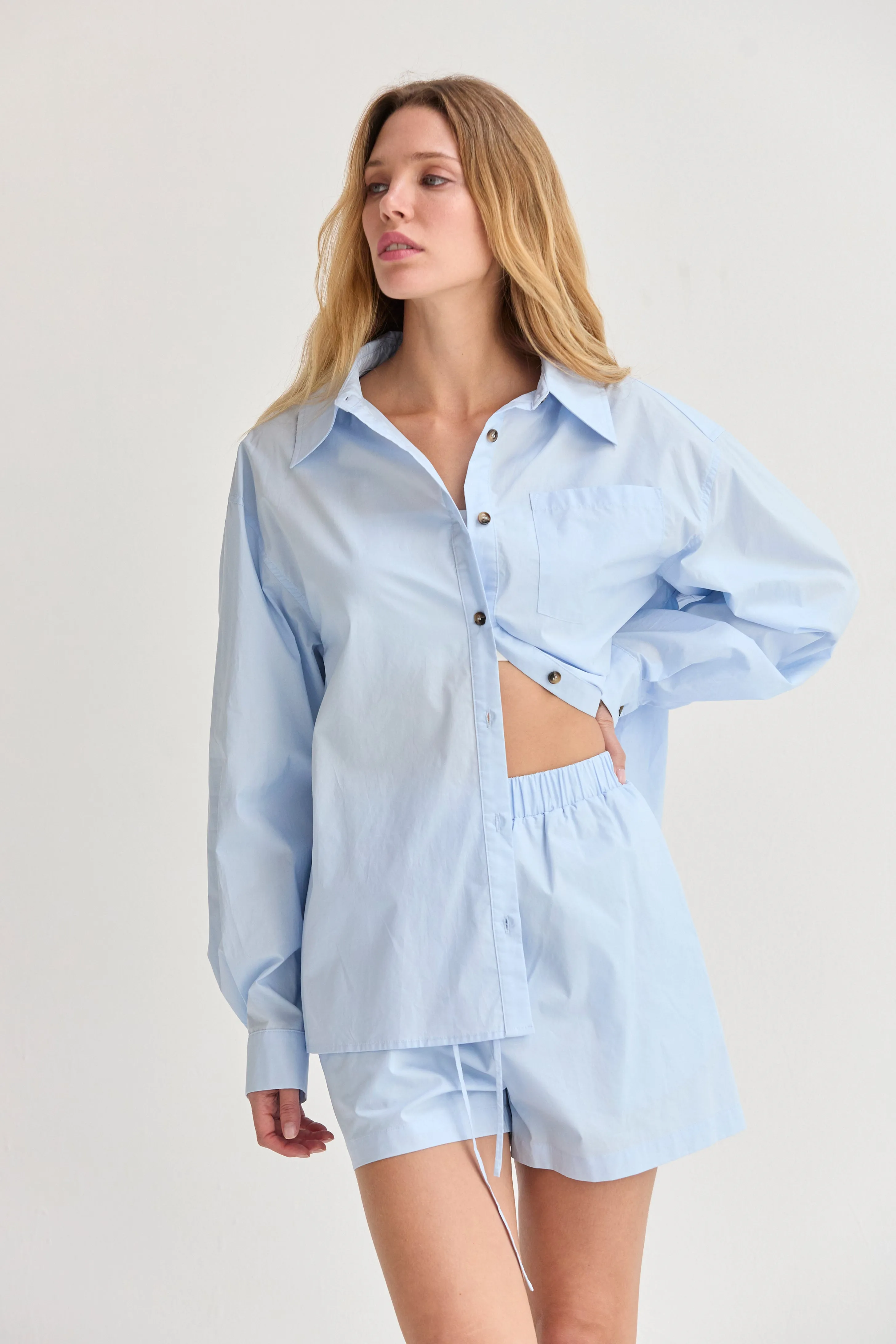 Lana Oversized Poplin Shirt Two Piece Set sold by Crescent