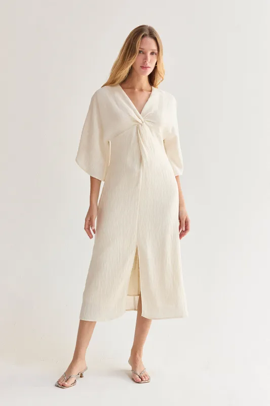 Adelia Front Twist Midi Dress made by Crescent