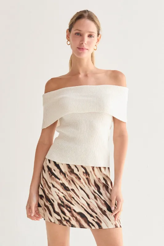 Nyla Off Shoulder Ribbed Knit Top sold by Crescent