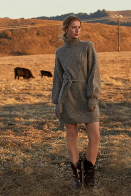 Audrina Turtleneck Belted Mini Sweater Dress made by Crescent