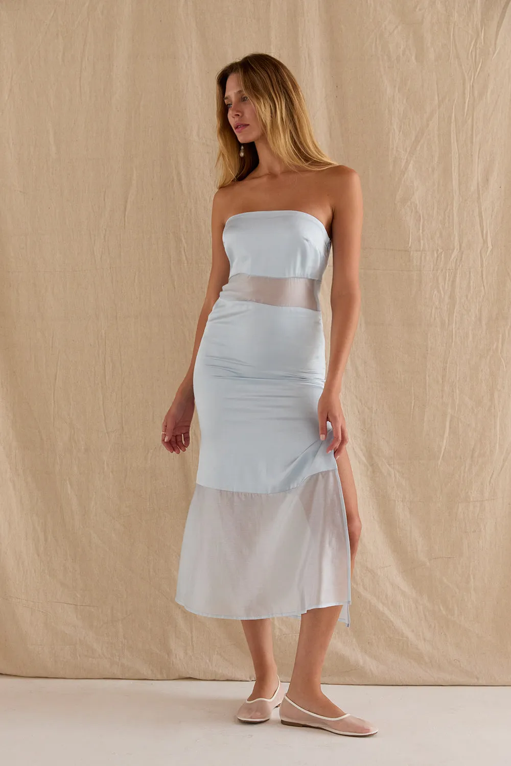 Austin Satin Mixed Media Tube Midi Dress sold by Crescent product image thumbnail 5