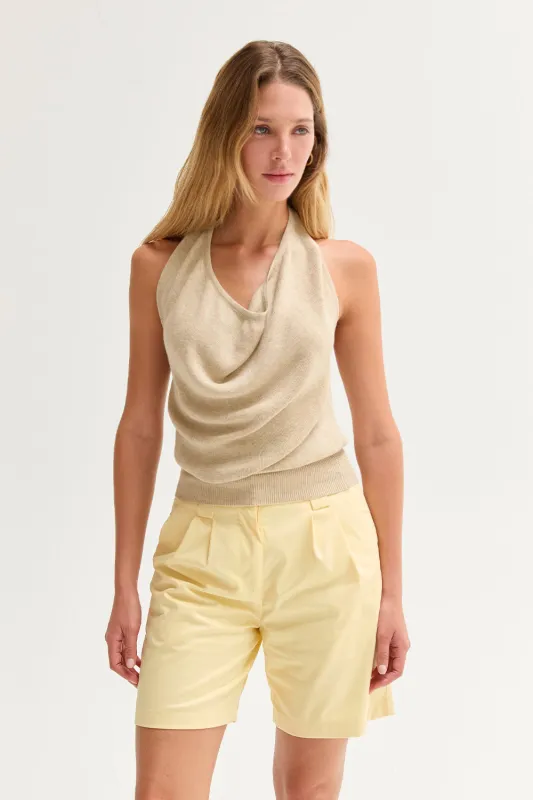 Mila Cowl Neck Halter Knit Top made by Crescent