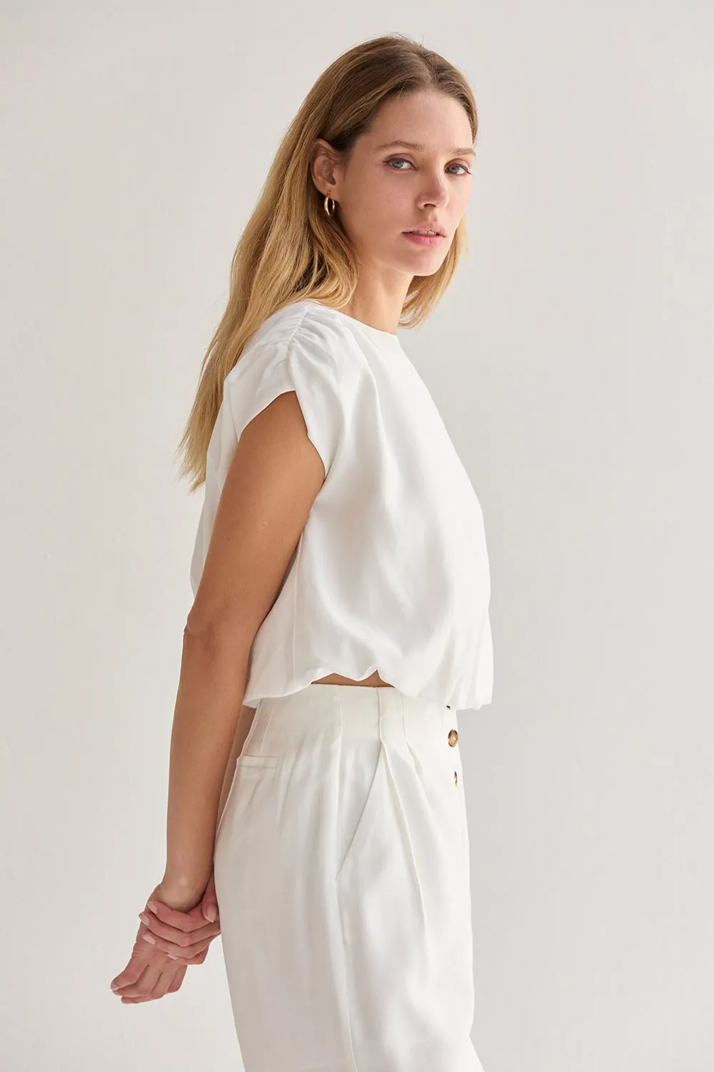 Samara Cap Sleeve Bubble Hem Top sold by Crescent product image thumbnail 4