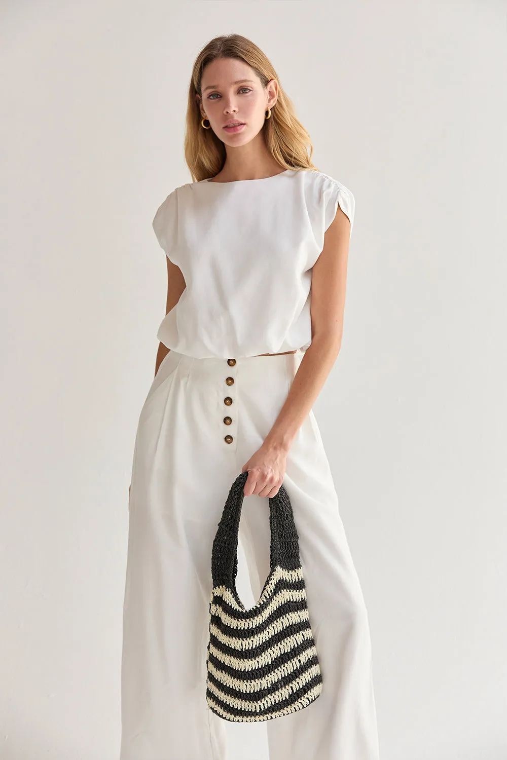 Samara Cap Sleeve Bubble Hem Top sold by Crescent product image thumbnail 3