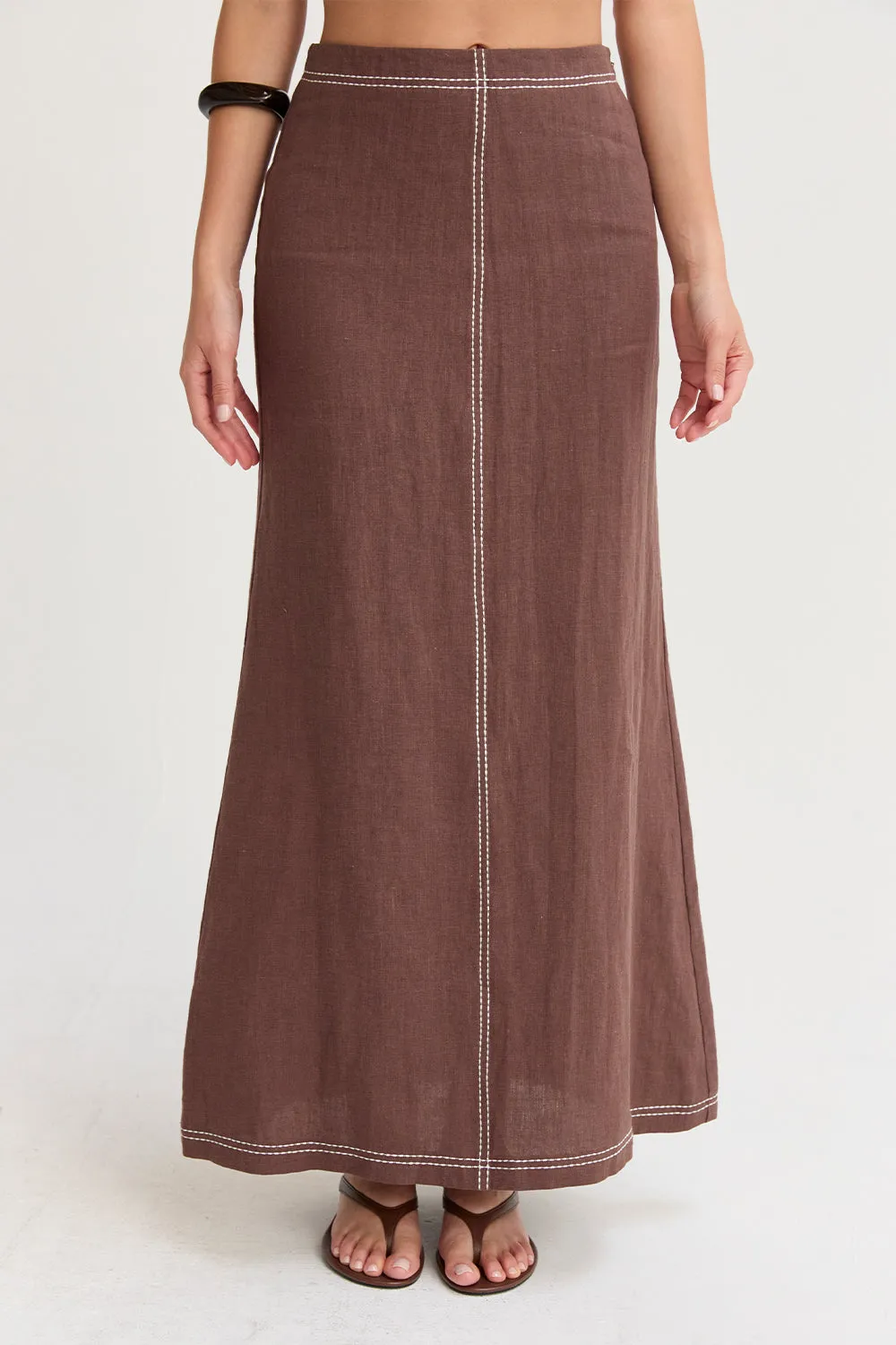 Kenzy Contrast Stitch Linen Maxi Skirt sold by Crescent product image thumbnail 2