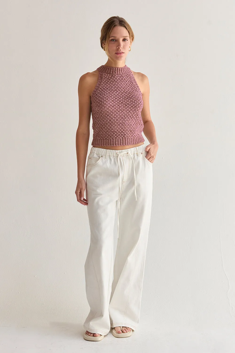 Jemma Basket Weave Halter Knit Top sold by Crescent product image thumbnail 3