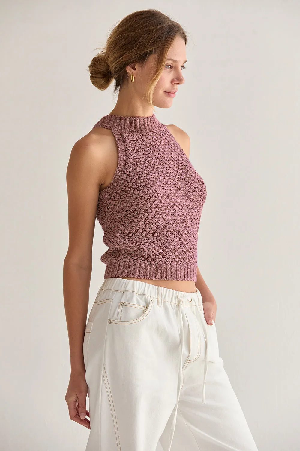 Jemma Basket Weave Halter Knit Top sold by Crescent product image thumbnail 2