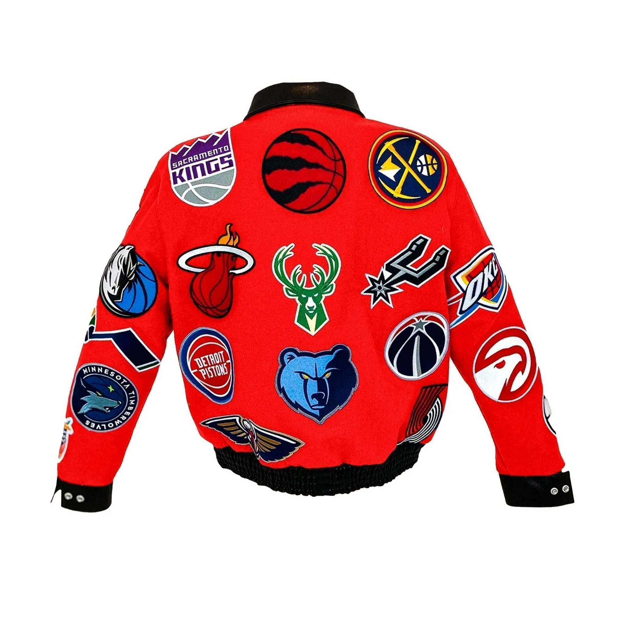 NBA Collage Wool & Leather Jacket Red sold by Crooks & Castles product image thumbnail 2
