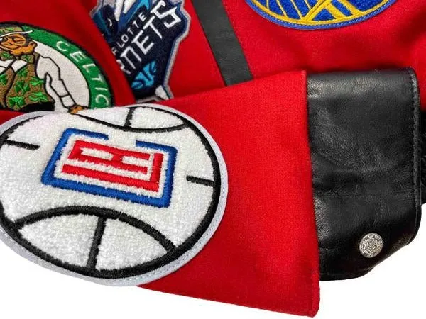 NBA Collage Wool & Leather Jacket Red sold by Crooks & Castles product image thumbnail 4