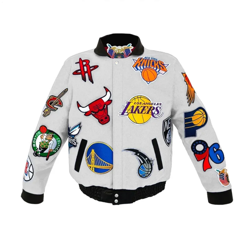 NBA Collage Wool & Leather Jacket White sold by Crooks & Castles