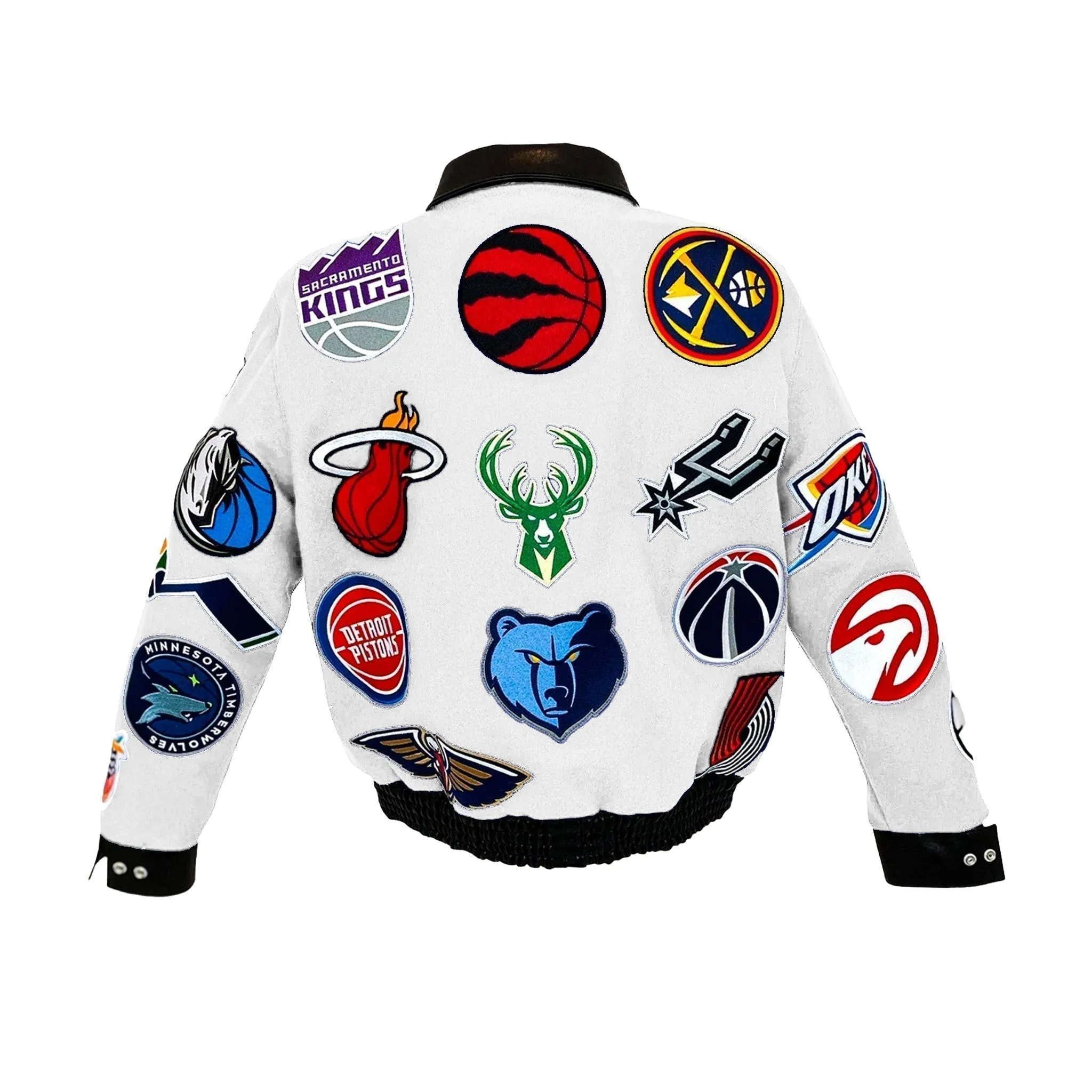 NBA Collage Wool & Leather Jacket White sold by Crooks & Castles product image thumbnail 2