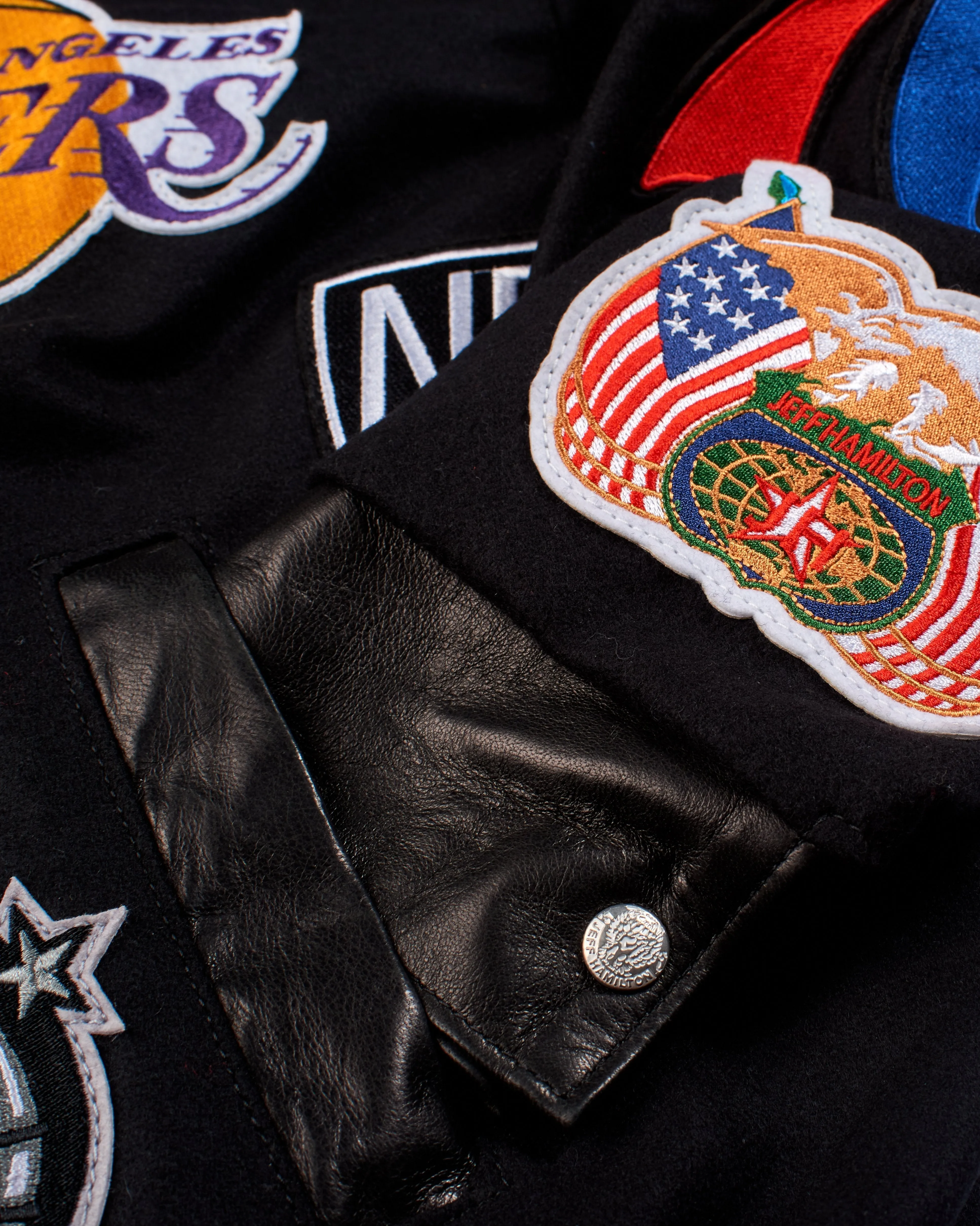 NBA Collage Wool & Leather Jacket Green sold by Crooks & Castles product image thumbnail 5