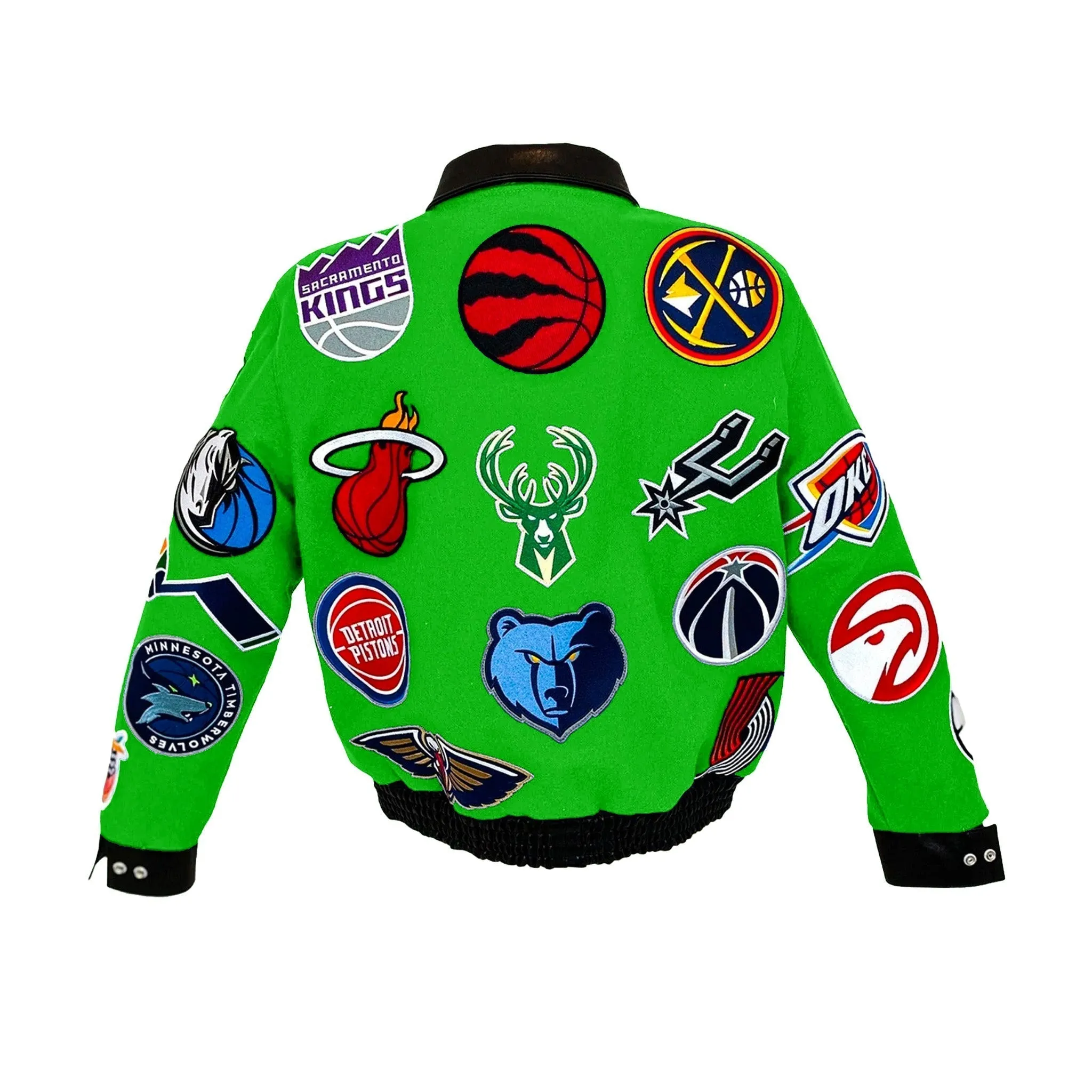 NBA Collage Wool & Leather Jacket Green sold by Crooks & Castles product image thumbnail 2