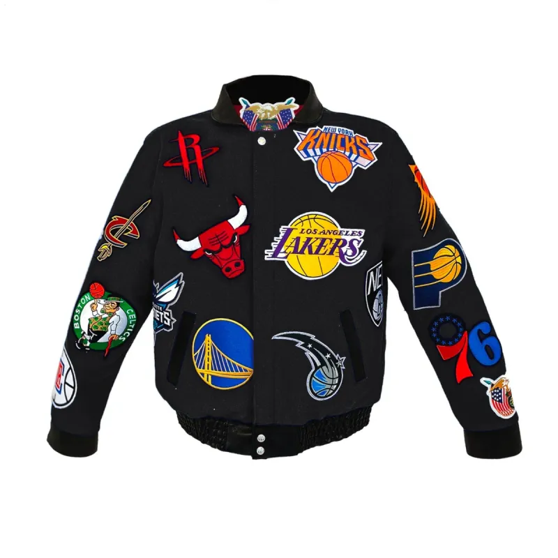 NBA Collage Wool & Leather Jacket Black sold by Crooks & Castles