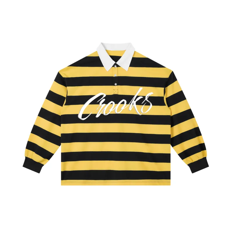 Flight Script Striped Polo Shirt sold by Crooks & Castles