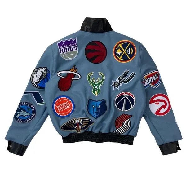 NBA Collage Wool & Leather Jacket Light Blue sold by Crooks & Castles product image thumbnail 2