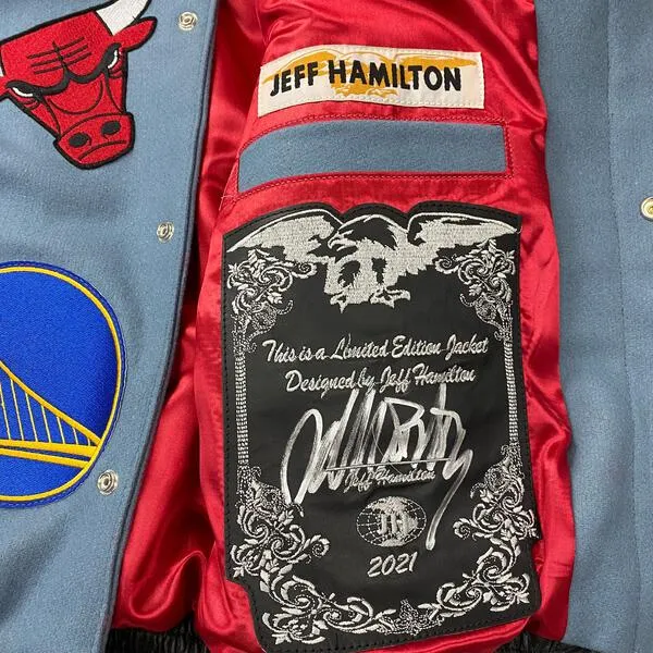 NBA Collage Wool & Leather Jacket Light Blue sold by Crooks & Castles product image thumbnail 3