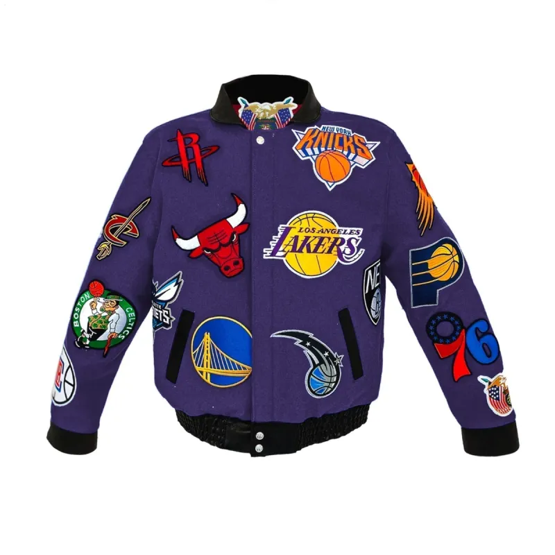 NBA Collage Wool & Leather Jacket Purple sold by Crooks & Castles