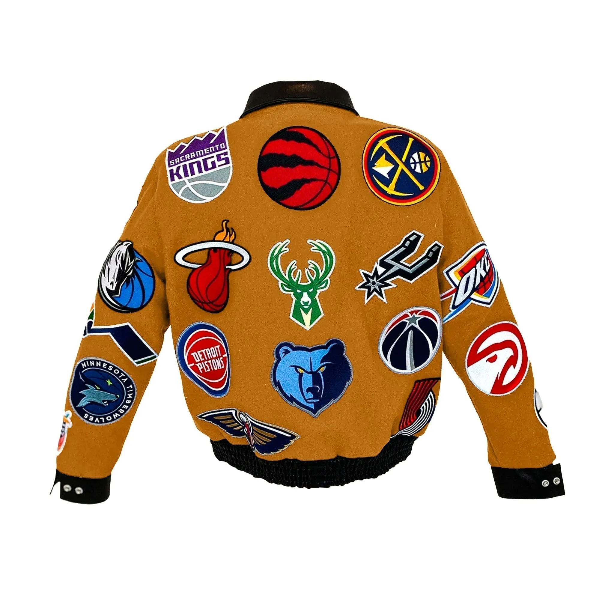 NBA Collage Wool & Leather Jacket Gold sold by Crooks & Castles product image thumbnail 2
