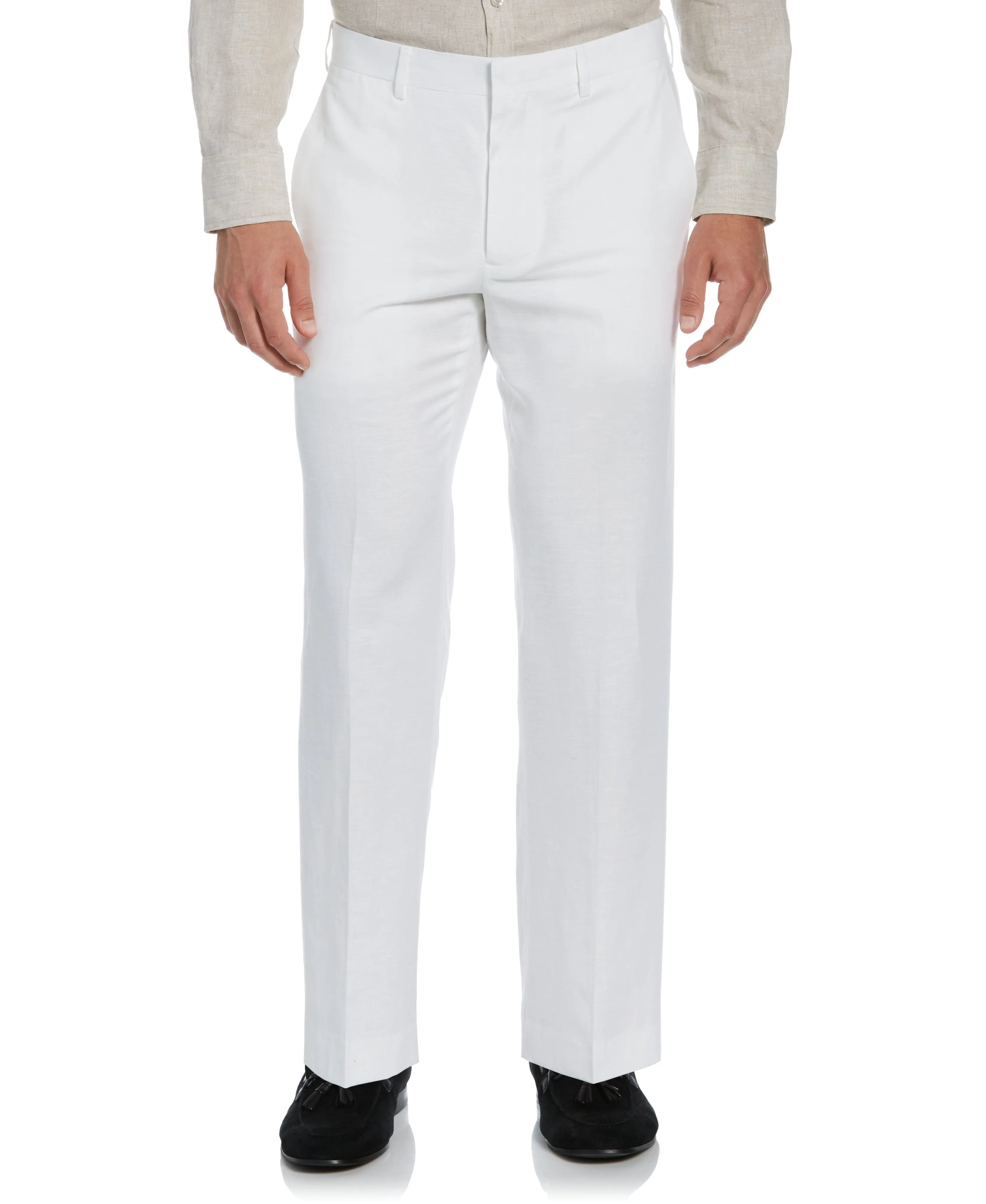 Linen-Blend Flat Front Pant - White sold by Cubavera
