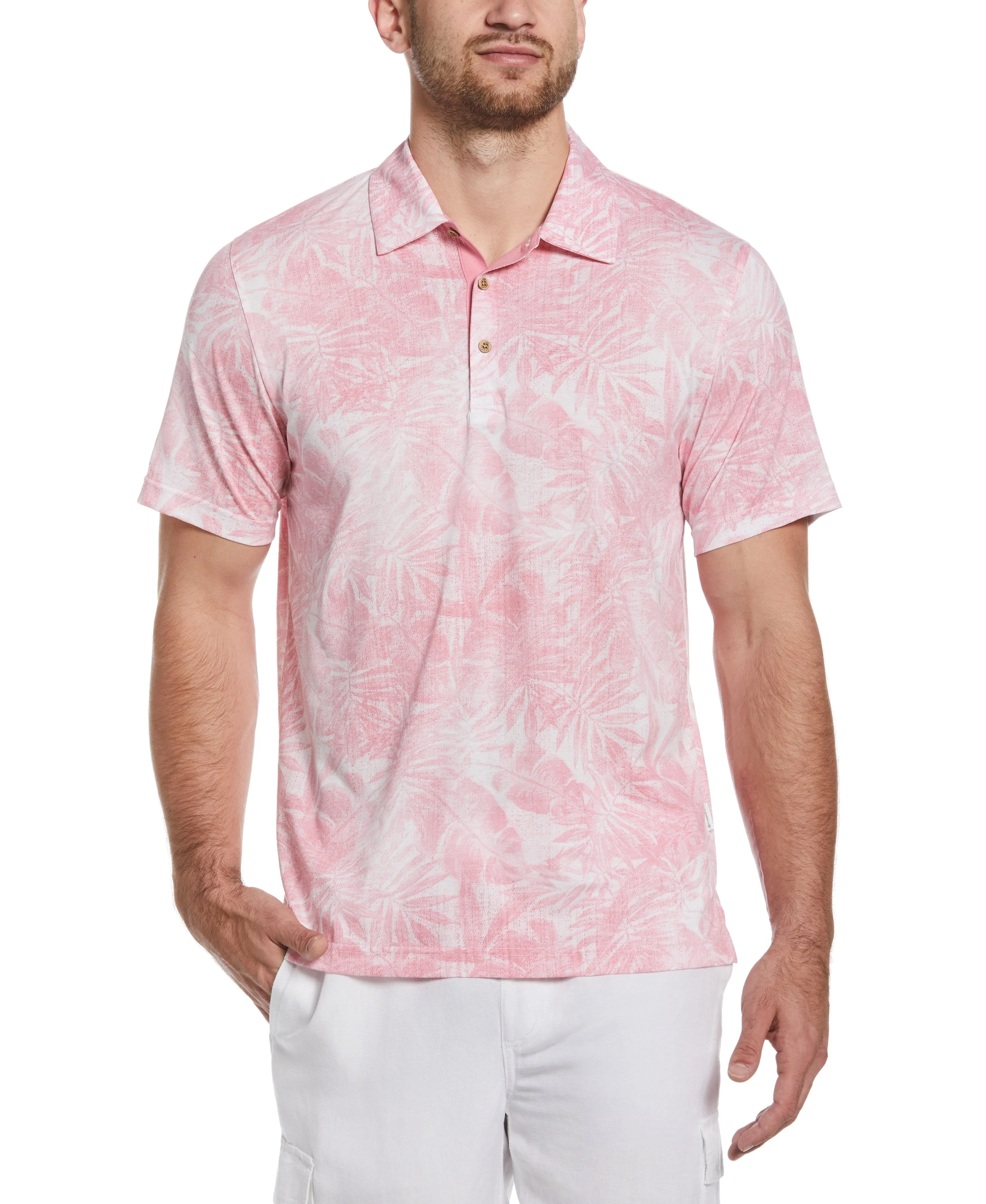 Tonal Tropical Print Polo sold by Cubavera